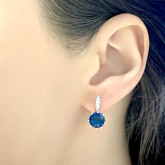 Серебряные серьги с топазом Лондон Блю 3.179ct