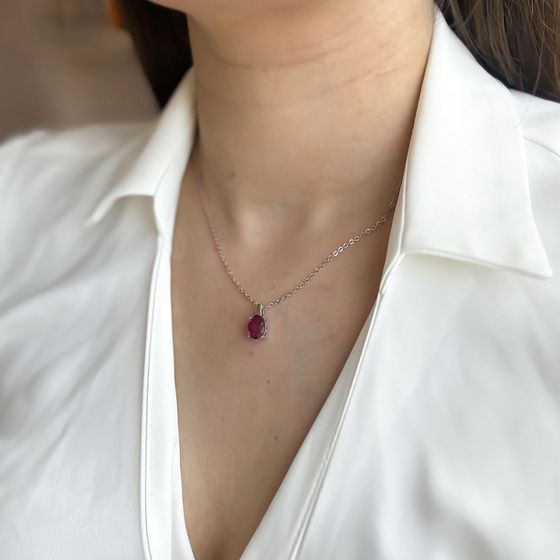 Серебряная подвеска с рубином 3.142ct