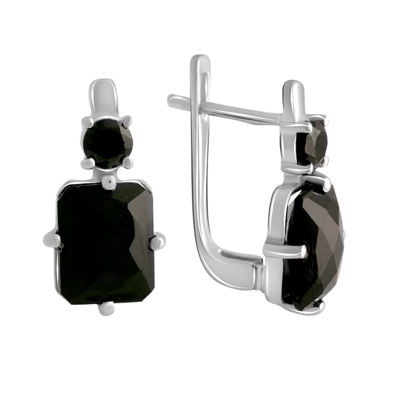 Серебряные серьги с ониксом 6.183ct