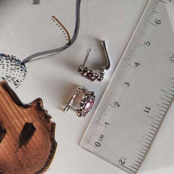 Серебряные серьги с рубином 3.225ct, гранатом