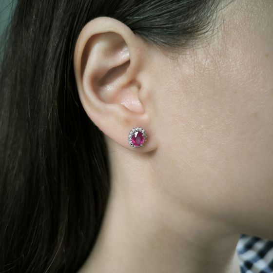 Серебряные серьги с рубином 2.662ct