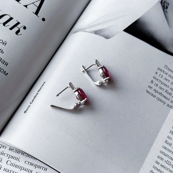 Серебряные серьги с рубином 8.17ct