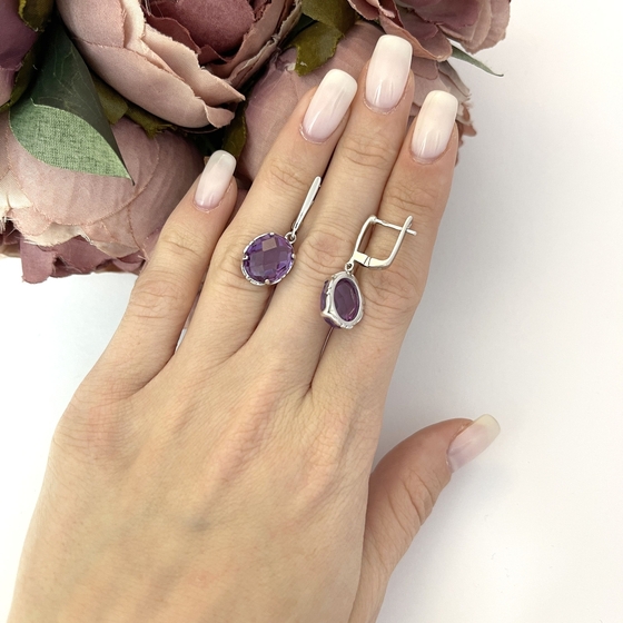 Серебряные серьги с александритом 12.1ct