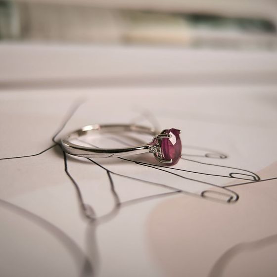 Серебряное кольцо с рубином 1.113ct