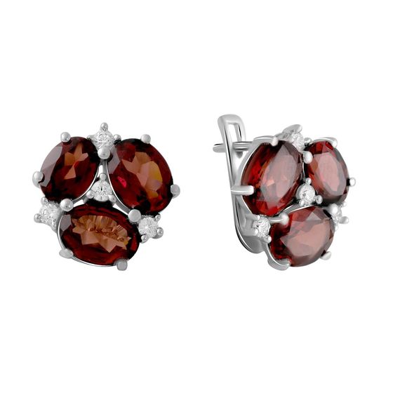 Серебряные серьги с гранатом 7.796ct