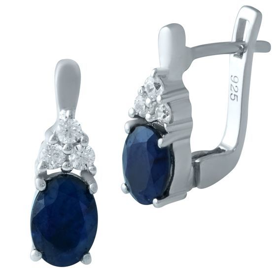 Серебряные серьги с сапфиром