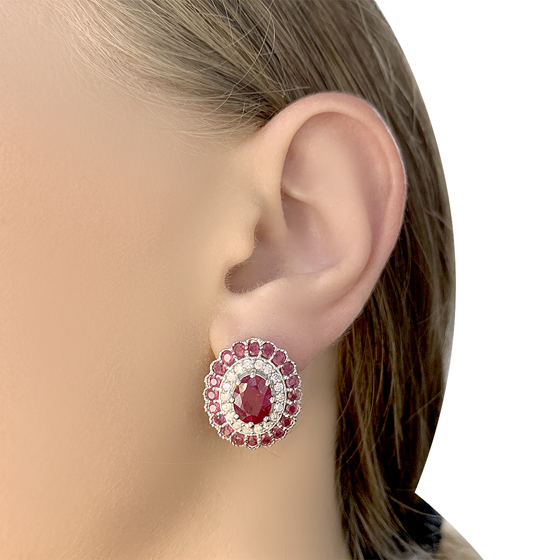Серебряные серьги с рубином 3.52ct