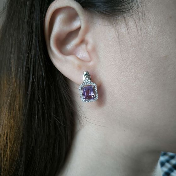Серебряные серьги с аметистом