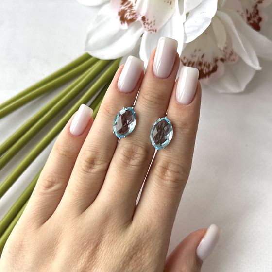 Серебряные серьги с топазом 12.25ct