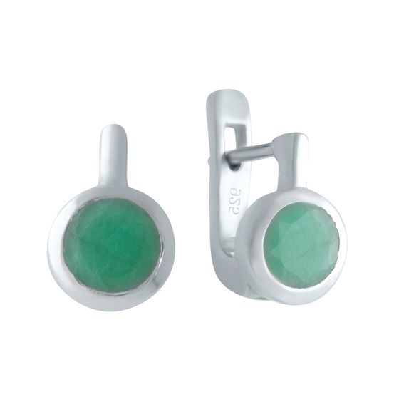 Серебряные серьги с изумрудом