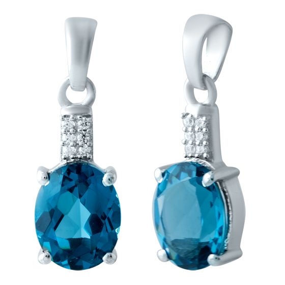 Серебряная подвеска с топазом Лондон Блю 1.924ct