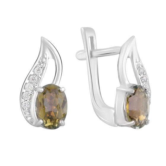 Серебряные серьги с цитрином nano 1.76ct, фианитами