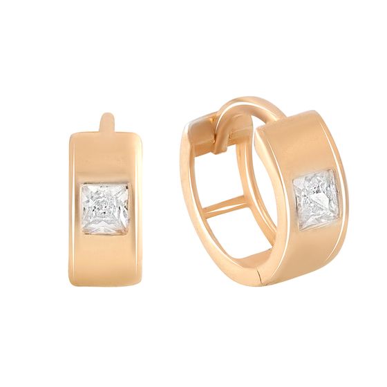 Золотые серьги с фианитами 0.04ct