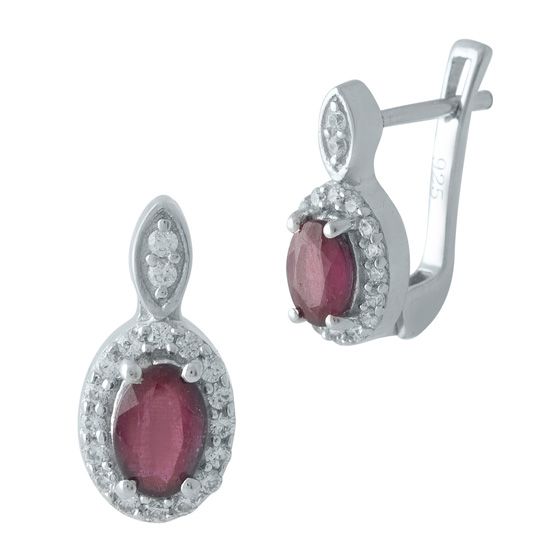 Серебряные серьги с рубином