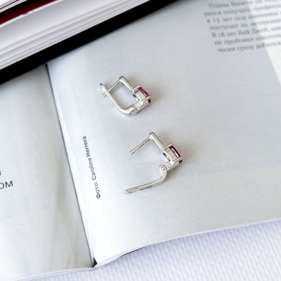 Серебряные серьги с рубином 2.04ct