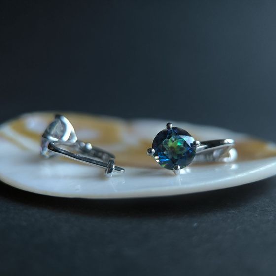 Серебряные серьги с мистик топазом