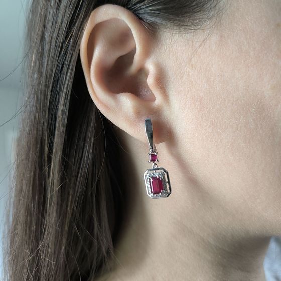 Серебряные серьги с рубином 1.717ct
