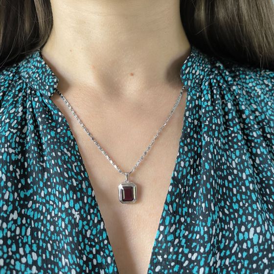 Серебряная подвеска с гранатом nano 2.625ct