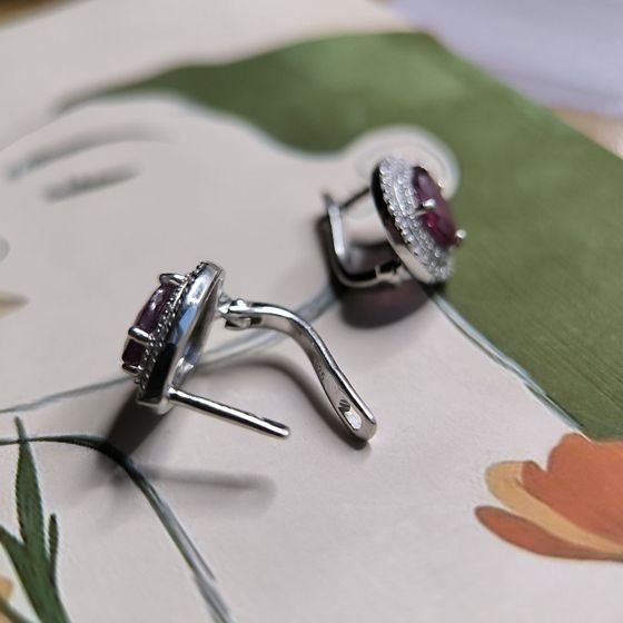 Серебряные серьги с рубином 6.289ct