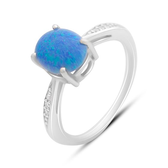 Серебряное кольцо с опалом, фианитами