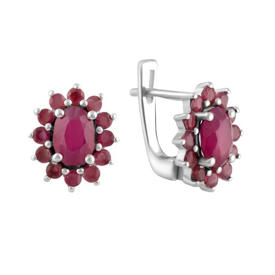 Серебряные серьги с рубином 3.695ct