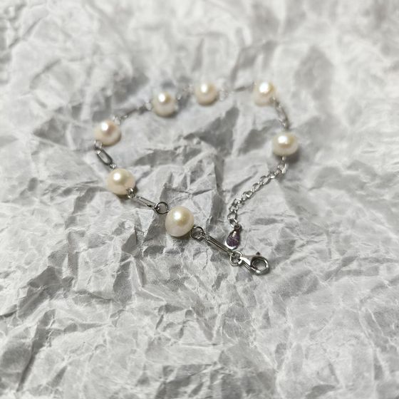 Серебряный браслет с жемчугом барочным