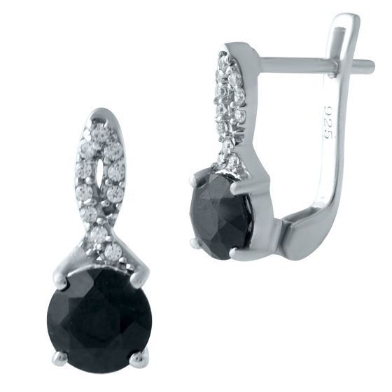 Серебряные серьги с сапфиром