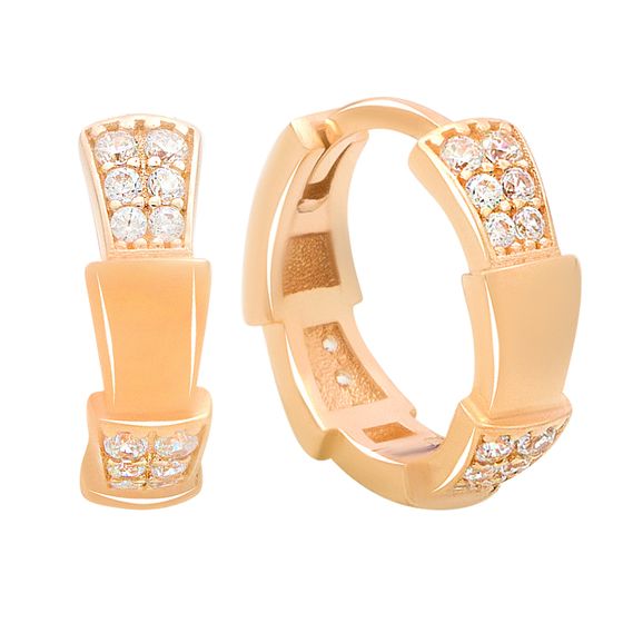 Золотые серьги с фианитами 0.18ct