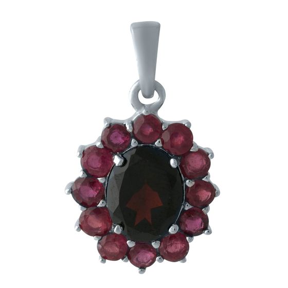 Серебряная подвеска с рубином 5.59ct, гранатом