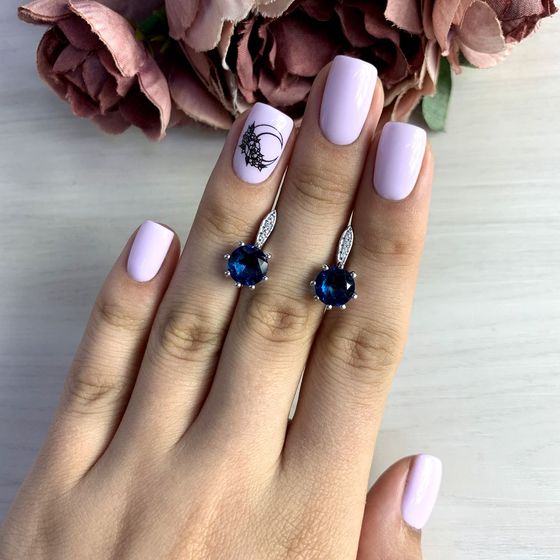 Серебряные серьги с топазом Лондон Блю 3.179ct