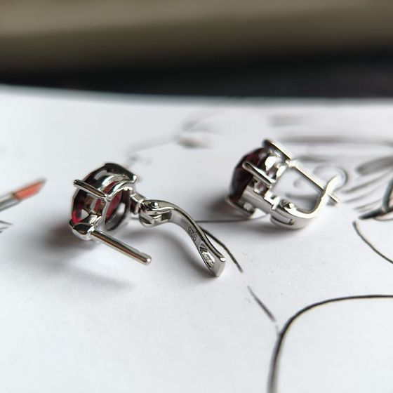 Серебряные серьги с гранатом nano 4.69ct