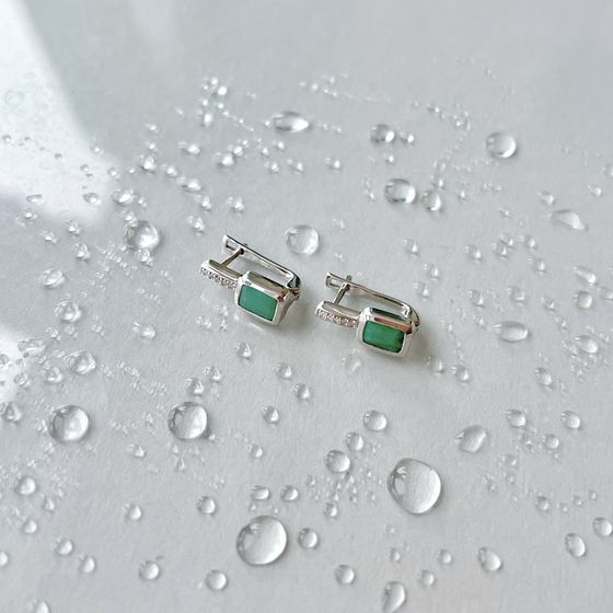 Серебряные серьги с изумрудом 1.923ct