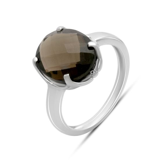 Серебряное кольцо с раухтопазом (дымчатым кварцем) 4.387ct