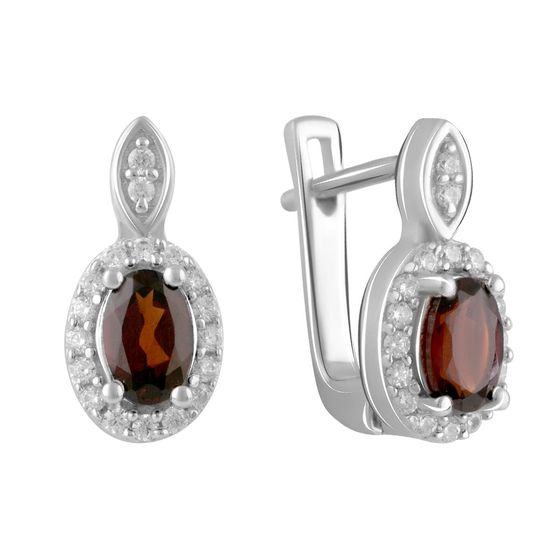 Серебряные серьги с гранатом