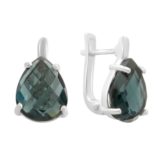 Серебряные серьги с топазом Лондон Блю 6.727ct