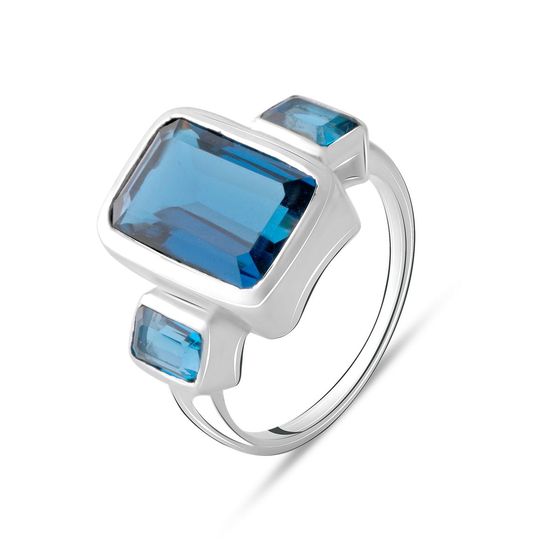 Серебряное кольцо с топазом Лондон Блю 6.78ct