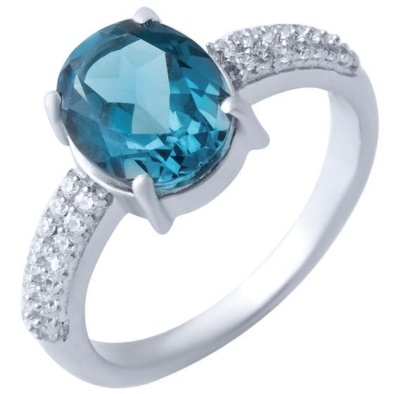 Серебряное кольцо с топазом Лондон Блю 2.235ct