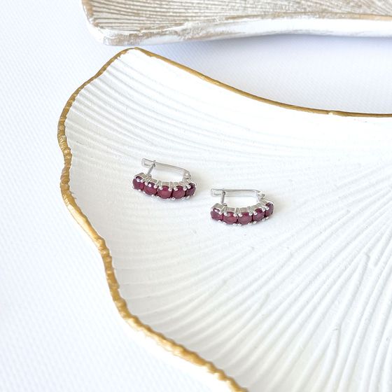 Серебряные серьги с рубином 4.05ct