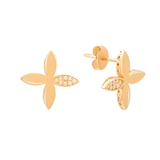 Золотые серьги с фианитами 0.16ct