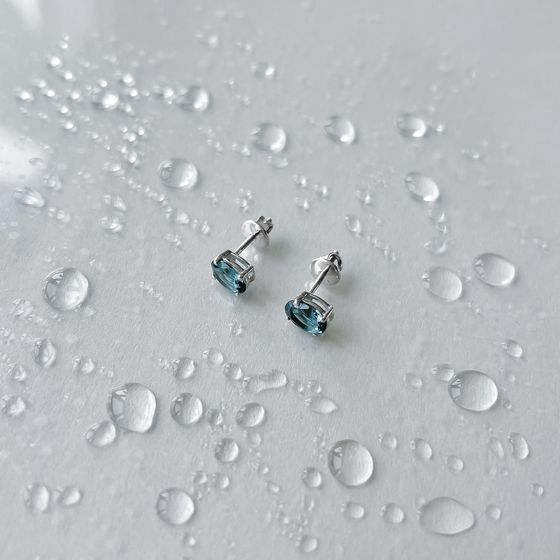 Серебряные серьги с топазом Лондон Блю 1.68ct