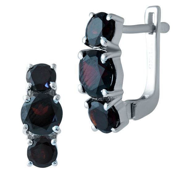 Серебряные серьги с гранатом 5.438ct