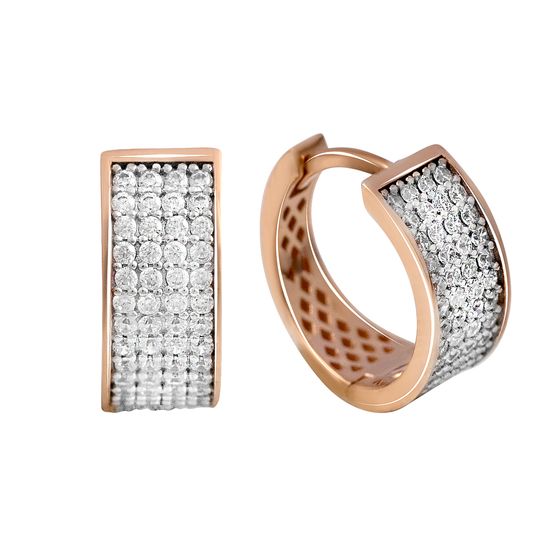 Золотые серьги с фианитами 0.96ct