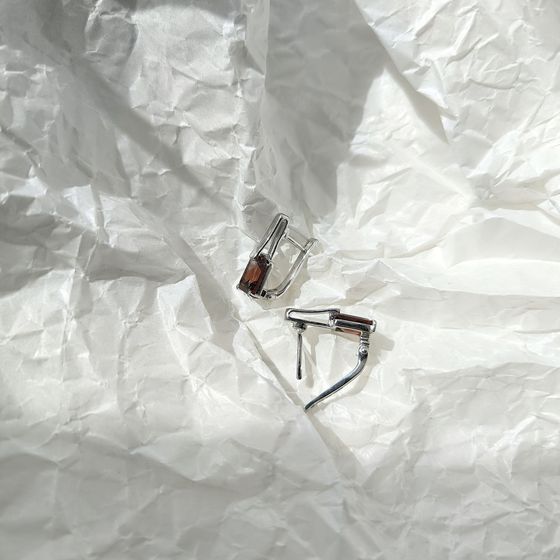Серебряные серьги с гранатом 3.49ct