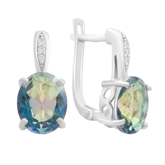 Серебряные серьги с мистик топазом 3.682ct