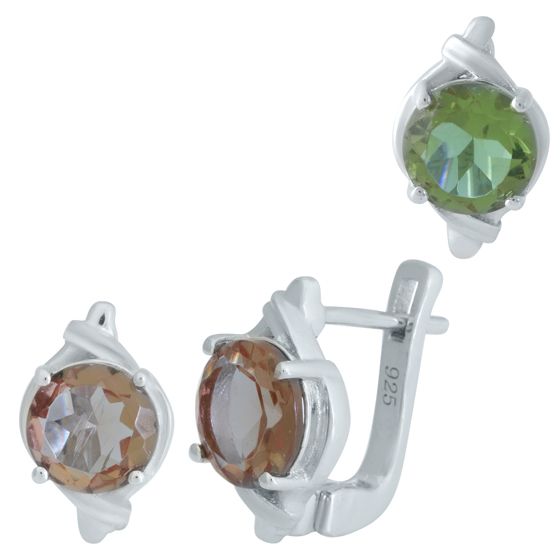 Серебряные серьги с султанитом 3.5ct