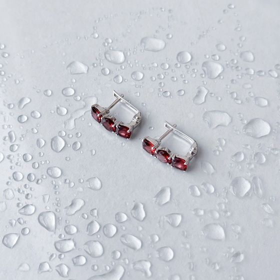 Серебряные серьги с гранатом 3.929ct