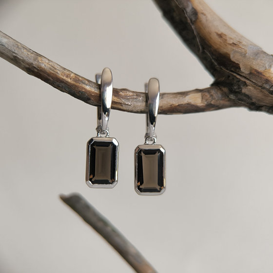 Серебряные серьги с раухтопазом (дымчатым кварцем) 3.62ct