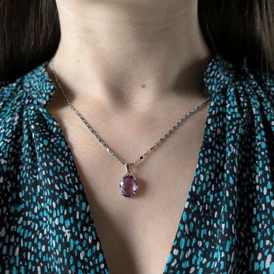 Серебряная подвеска с аметистом 3.9ct
