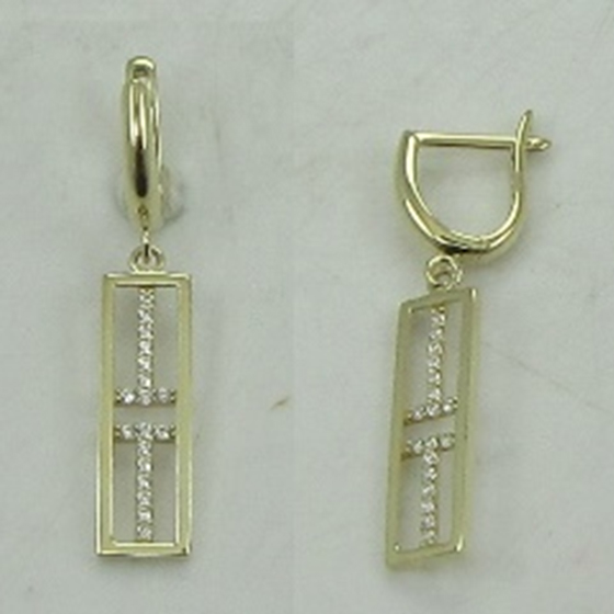 Золотые серьги с фианитами 0.36ct