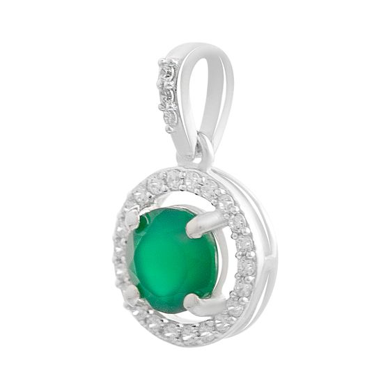 Серебряная подвеска с агатом 1.017ct, фианитами
